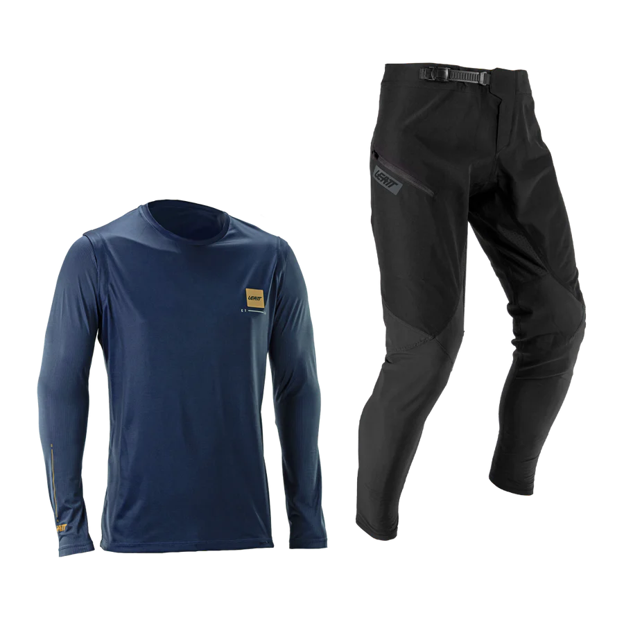 LEATT MTB GRAVITY 1.0 Jersey + Broek Kit Zwart/Blauw