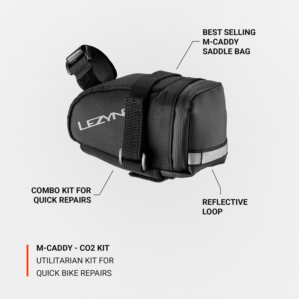 LEZYNE Caddy zadeltas zwart met CO2-set