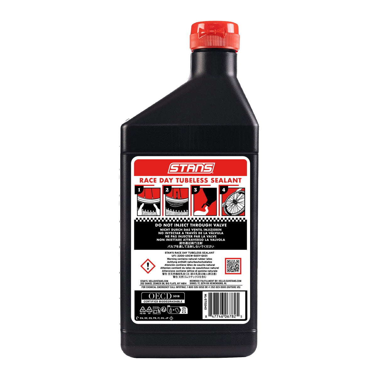 STAN'S RACE DAY antilekvloeistof 500 ml — achterkant van de fles