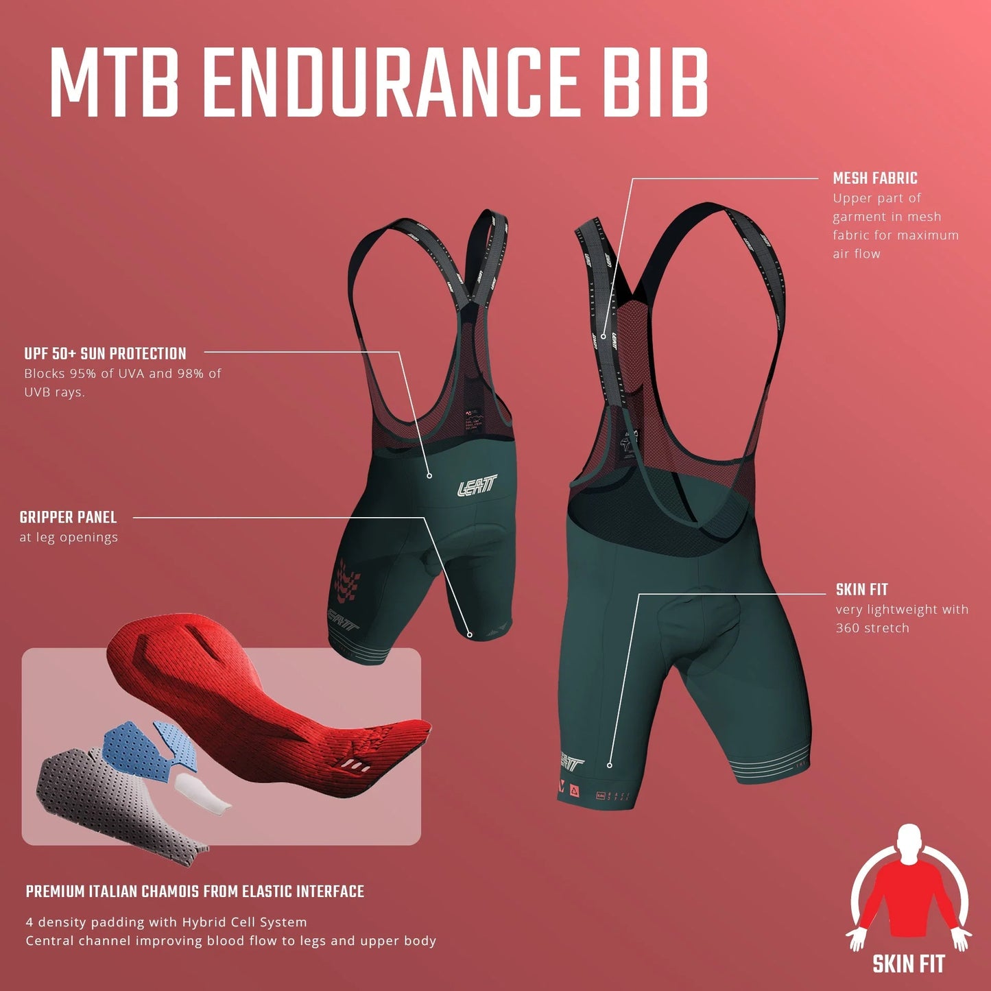 LEATT MTB ENDURANCE 6.0 RACING Bibshorts Zwart