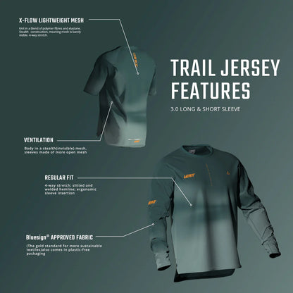 Maillot LEATT  MTB TRAIL 3.0 Femme Manches Courtes Gris/Blanc