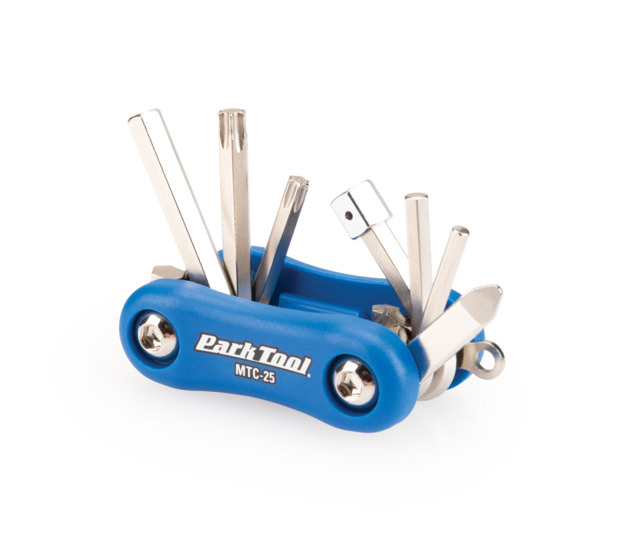 Park Tool MTC-25 uitgeklapt, met alle gereedschappen zichtbaar