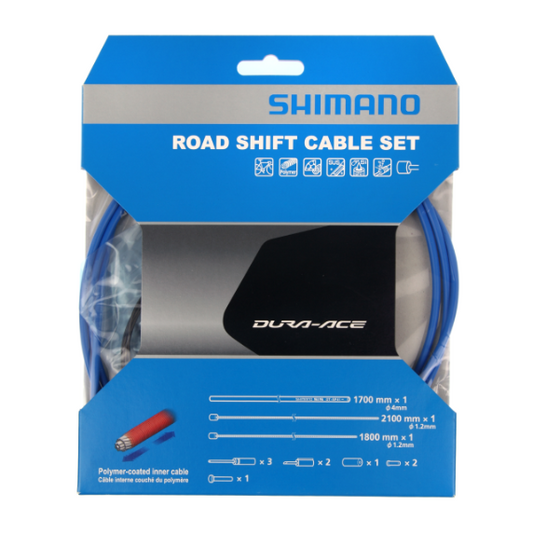 Kit de Câbles et Gaines de Dérailleur SHIMANO DURA-ACE 9000 Polymère Bleu