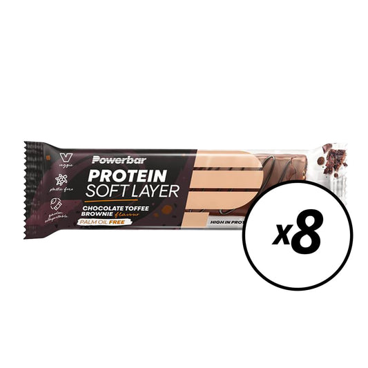 8 POWERBAR PROTEIN SOFT LAYER Herstelrepen (40g) Chocolade Brownie -Korte Datum