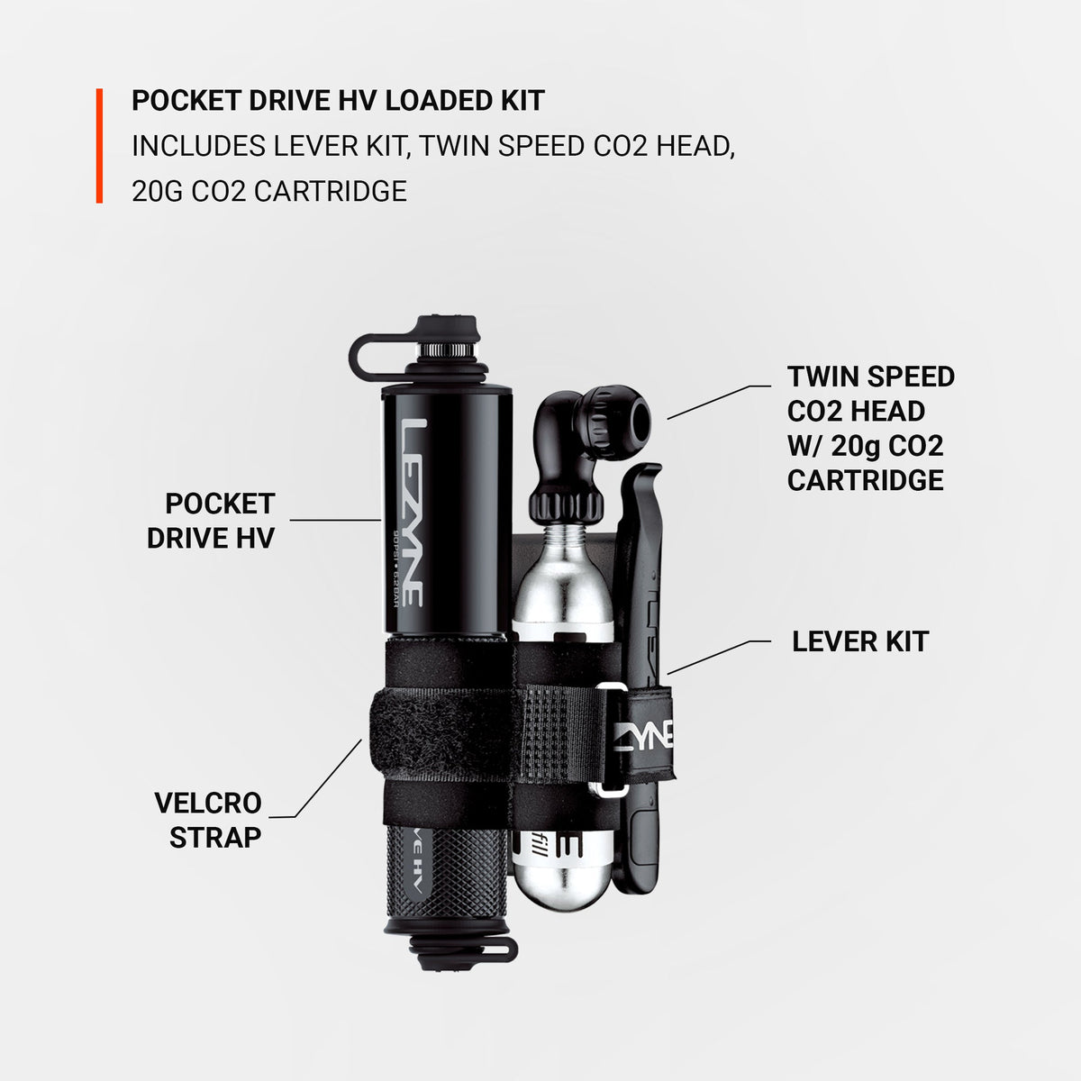 Handpomp LEZYNE POCKET DRIVE HV LOADED zwart