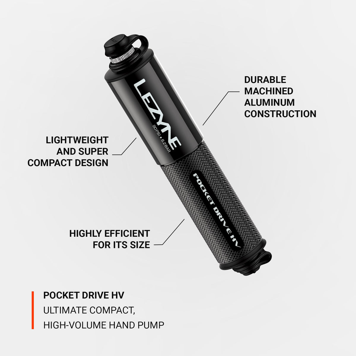 Handpomp LEZYNE POCKET DRIVE HV LOADED zwart
