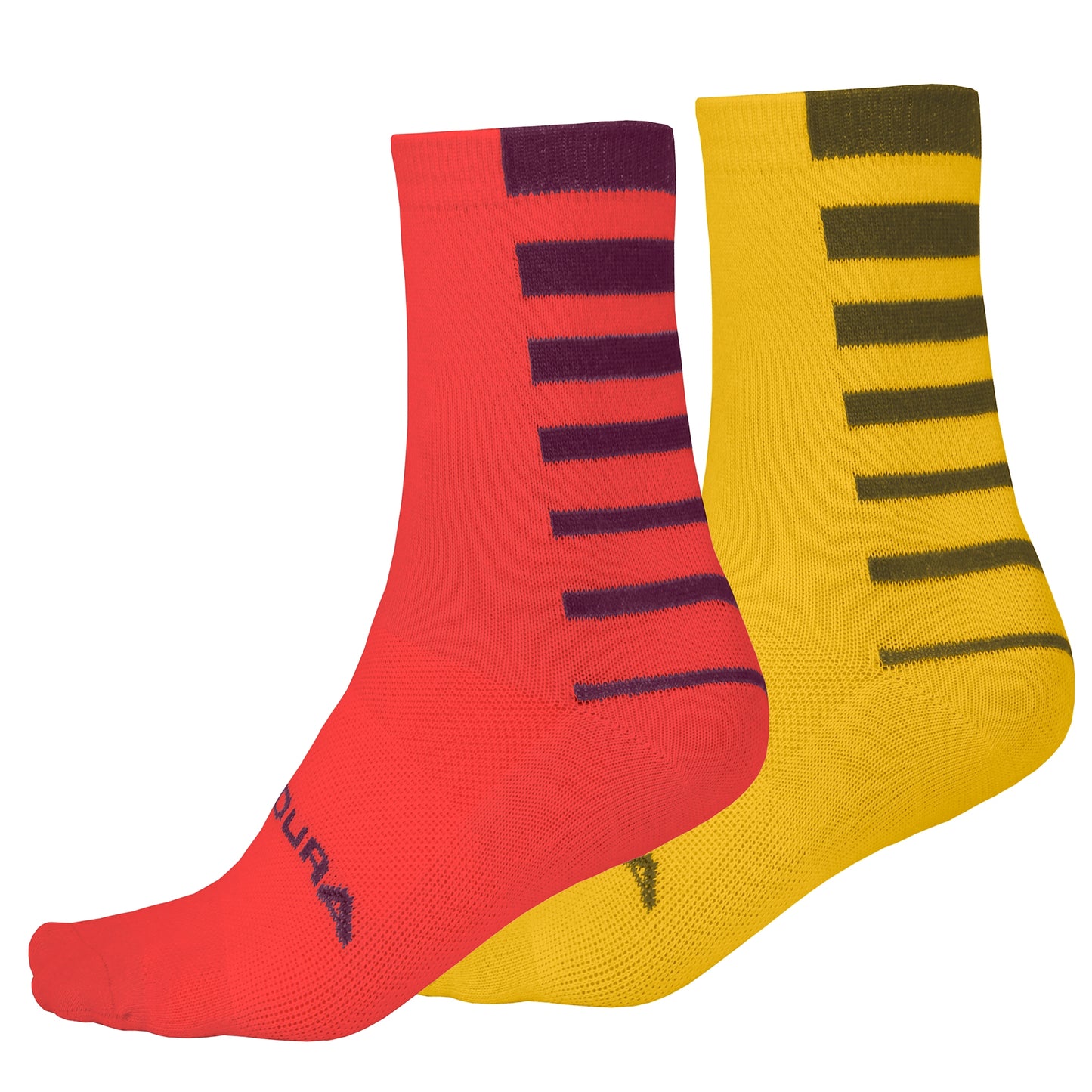 ENDURA COOLMAX STRIPE 2-Paar Brons/Rode Sokken