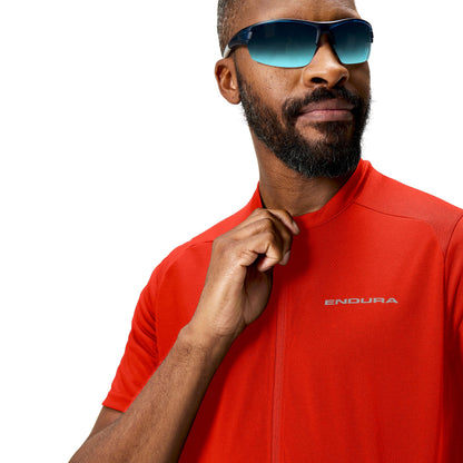 Shirt ENDURA LOOP ZIPPED Korte Mouwen Rood