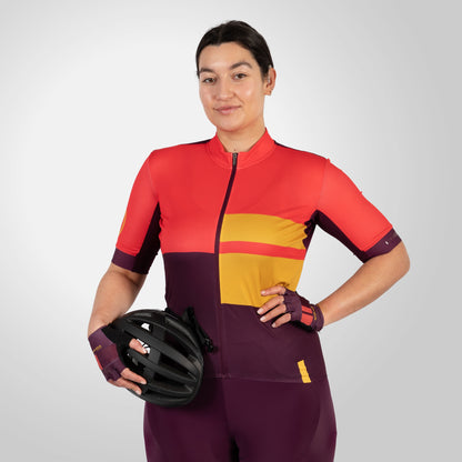 Maillot ENDURA FS260 PRINT Femme Manches Courtes Orange/Marron
