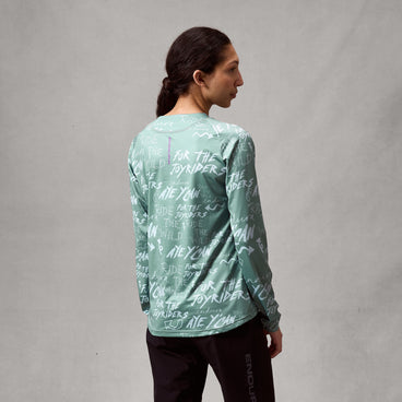 ENDURA SINGLETRACK PRINT Dames trui lange mouwen saliegroen