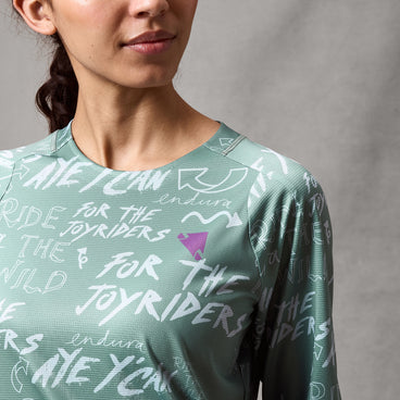 ENDURA SINGLETRACK PRINT Dames trui lange mouwen saliegroen