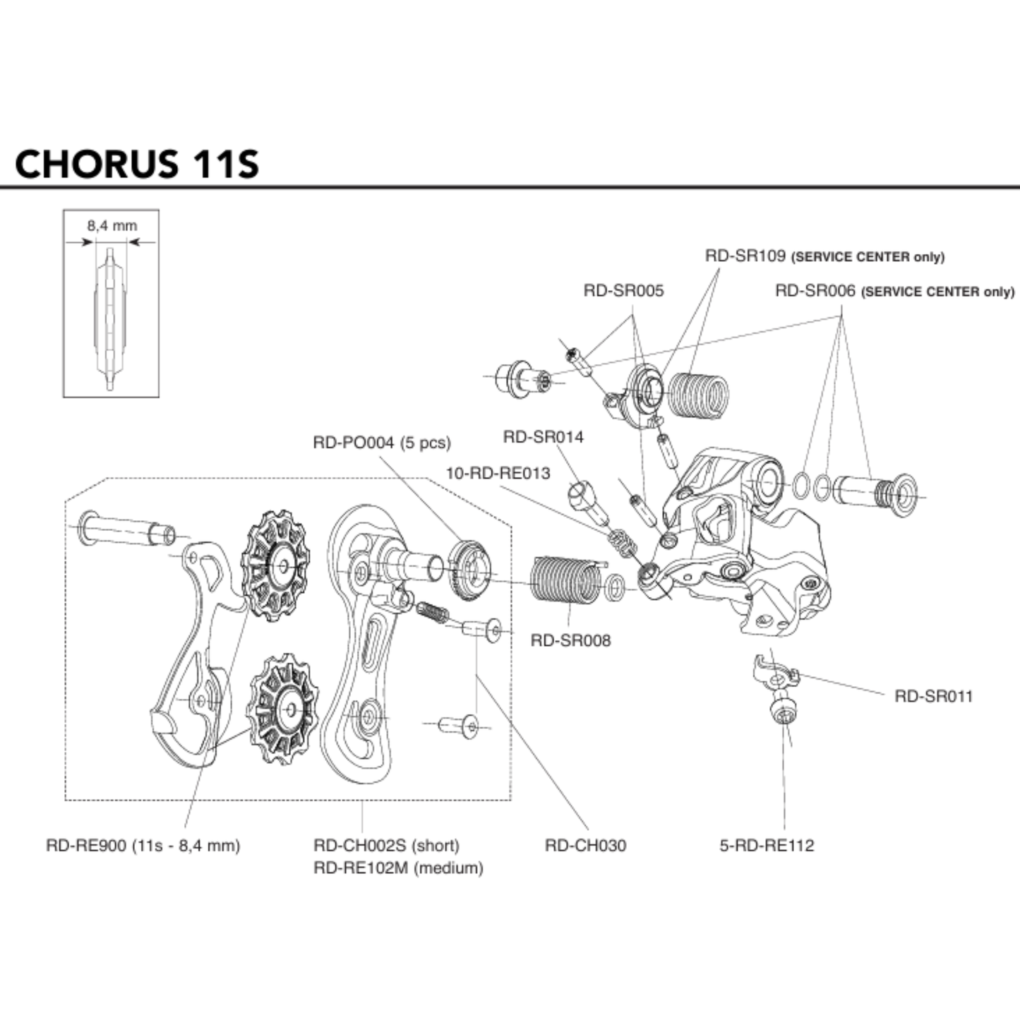 CAMPGNOLO CHORUS 11 Speed Achterderailleur Medium Cage