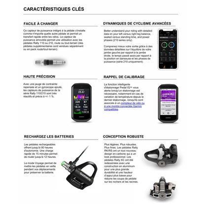 Kit Pédales Capteur de Puissance GARMIN RALLY RS/XC 210