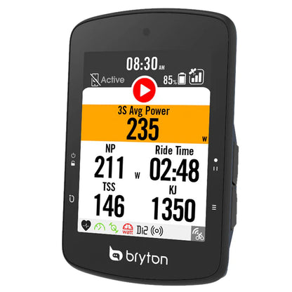 Compteur GPS BRYTON RIDER S510E — écran de puissance et de données d’entraînement