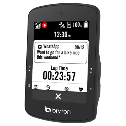 Compteur GPS BRYTON RIDER S510E — notifications et temps au tour
