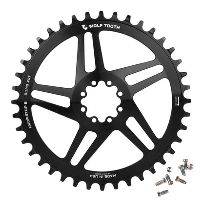 Enkelvoudig Kettingblad WOLF TOOTH DROP-STOP ST GRAVEL DM 8 Bouten Sram Zwart