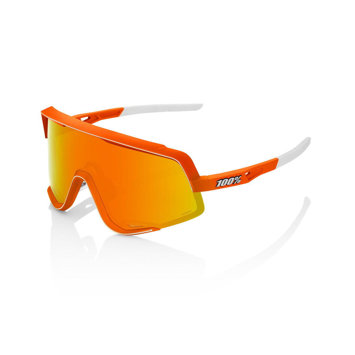 Lunettes 100% GLENDALE Soft Tact Neon Orange Hiper Mirror Rouge