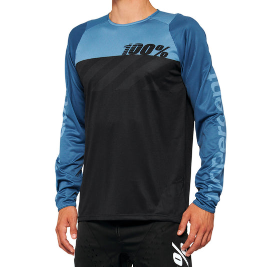 Maillot 100% R-CORE Manches Longues Noir/Bleu