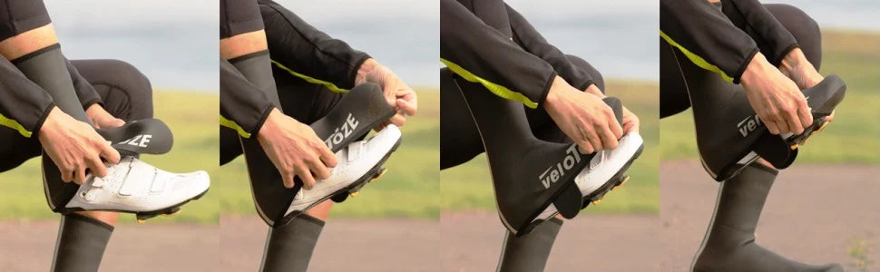 VELOTOZE hoge neopreen overschoenen Zwart/Wit