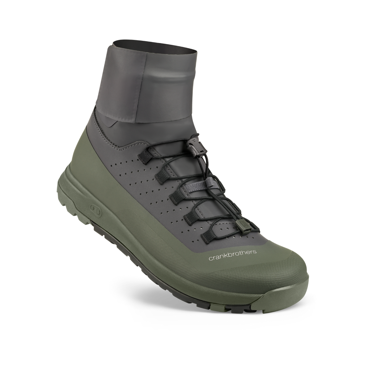 CRANKBROTHERS STAMP TRAIL SPEEDLACE SEAL MTB-schoenen grijs/groen - driekwartaanzicht