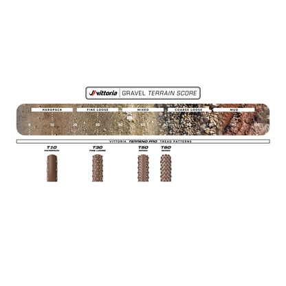 Pneu VITTORIA TERRENO PRO T30 Fine Loose Gravel Race 700c Tubeless Ready Souple Marron