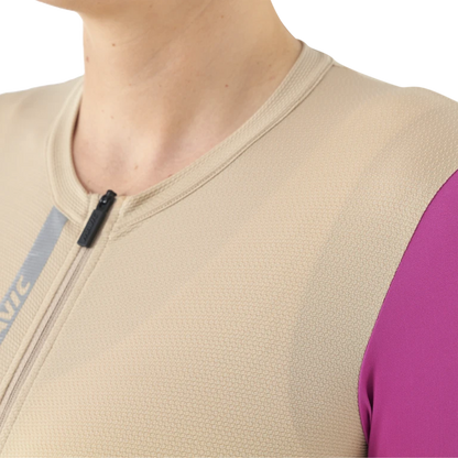MAVIC ESSENTIAL Korte Mouwen Dames-trui Beige/Fuchsia