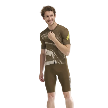 Maillot MAVIC AKSIUM GRAPHIC Manches Courtes Beige/Marron