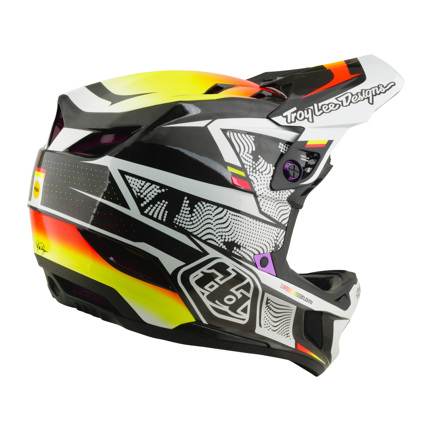 Casque VTT TROY LEE DESIGNS D4 CARBON MIPS Lined Up Noir/Jaune
