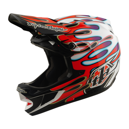 Casque VTT TROY LEE DESIGNS D4 COMPOSITE MIPS OVERSPRAY Blanc/Rouge