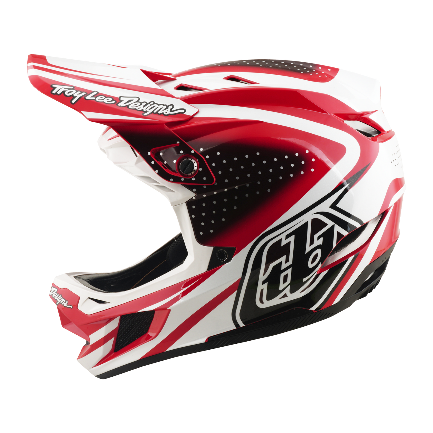 Casque VTT TROY LEE DESIGNS D4 POLYACRYLITE MIPS THE LINE Rouge/Blanc
