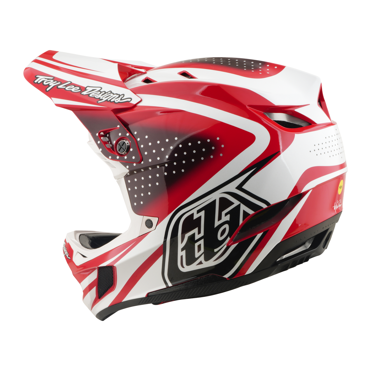 Casque VTT TROY LEE DESIGNS D4 POLYACRYLITE MIPS THE LINE Rouge/Blanc