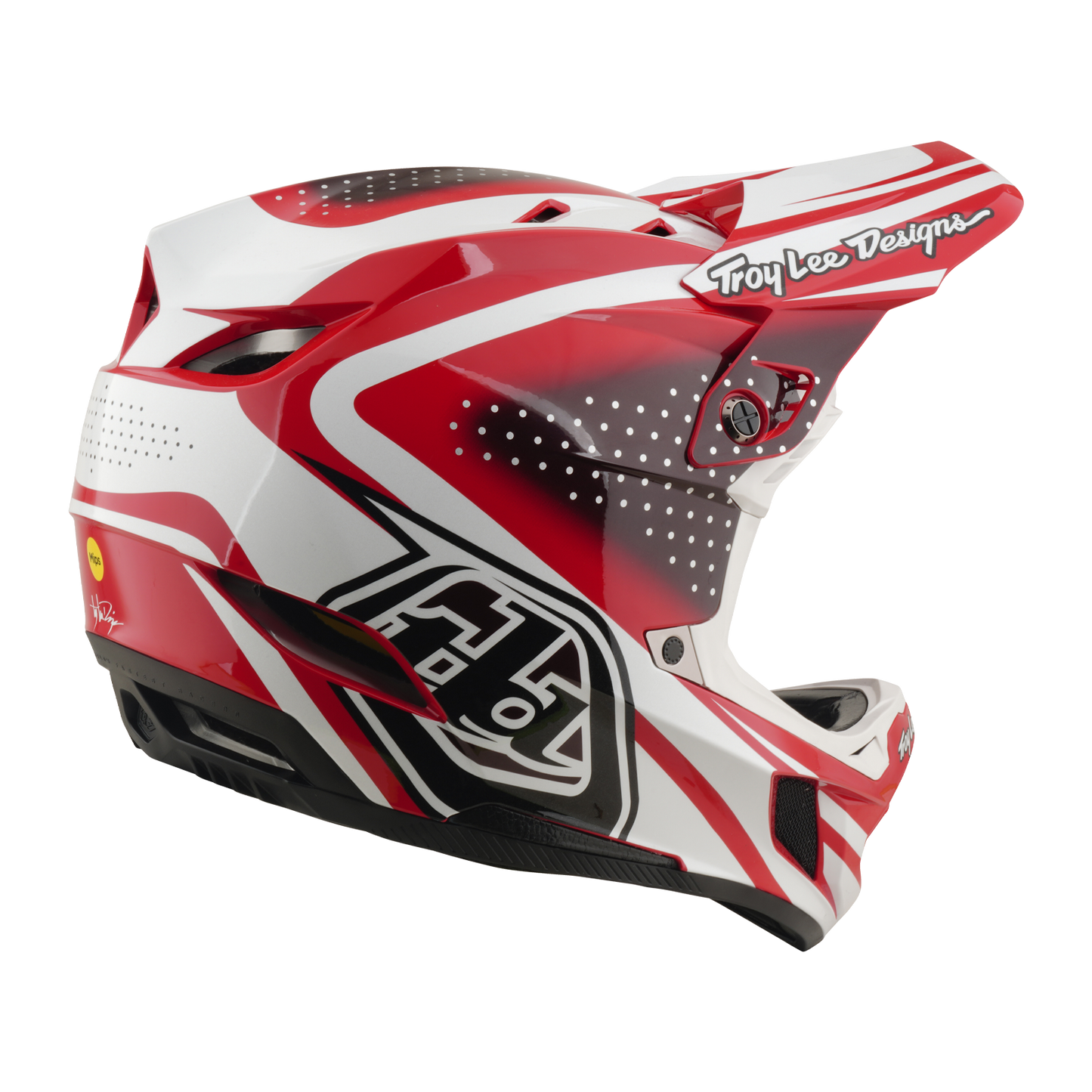 Casque VTT TROY LEE DESIGNS D4 POLYACRYLITE MIPS THE LINE Rouge/Blanc