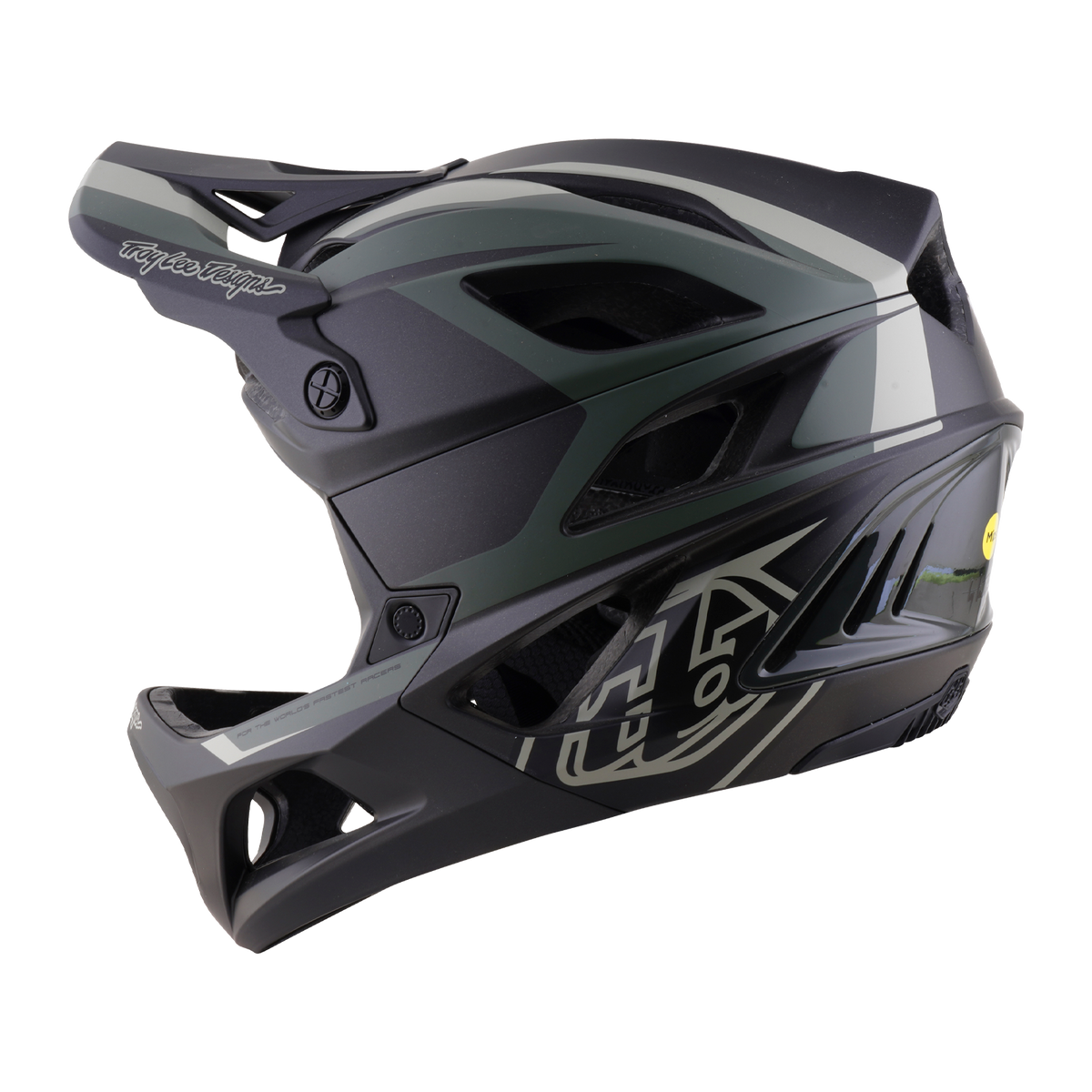 TROY LEE DESIGNS STAGE 2 HIGH VIZ-mountainbikehelm kaki/houtskoolgrijs