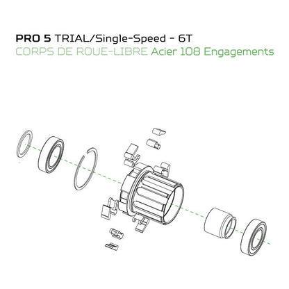 Achternaaf HOPE PRO 5 10x135mm Trial/SingleSpeed 6 Gaten Zwart