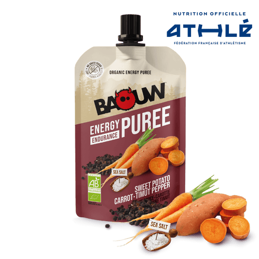 BAOUW Biologische Energiepuree Hartig Recept Zoete Aardappel/Ren/Paprika (90g)