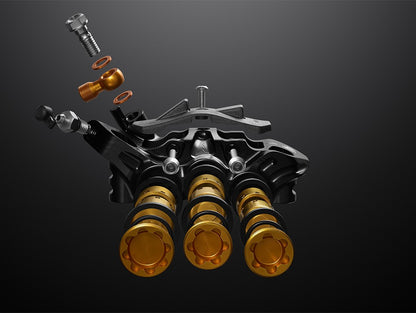 HOPE TECH 4 EVO V6Ti-remmenset met staalomvlochten remleiding - gelimiteerde editie zwart/goud