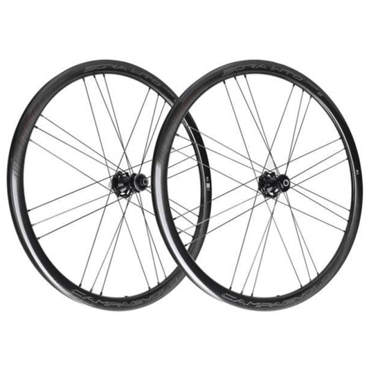 Paar CAMPAGNOLO BORA WTO 33 DISC wielen met banden (Center Lock)