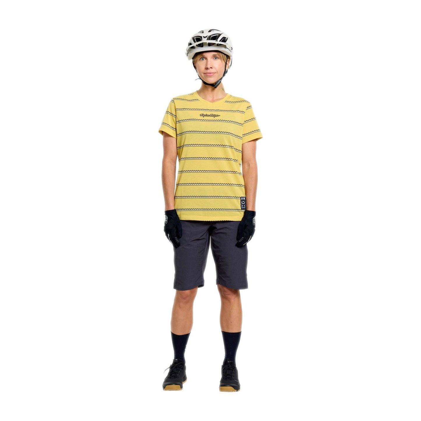 Maillot TROY LEE DESIGNS LILIUM RIDE CHECKED OUT Femme Manches Courtes Jaune