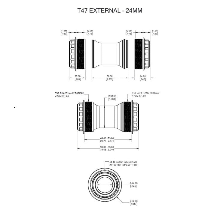 WOLFTOOTH T47 Extern 24mm Ultraviolet Paars Crankset