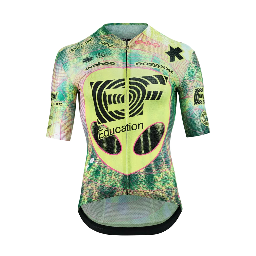Wielershirt ASSOS EQUIPE RS S11 EDUCATION FIRST CLOSE ENCOUNTER Korte Mouwen Groen/Geel