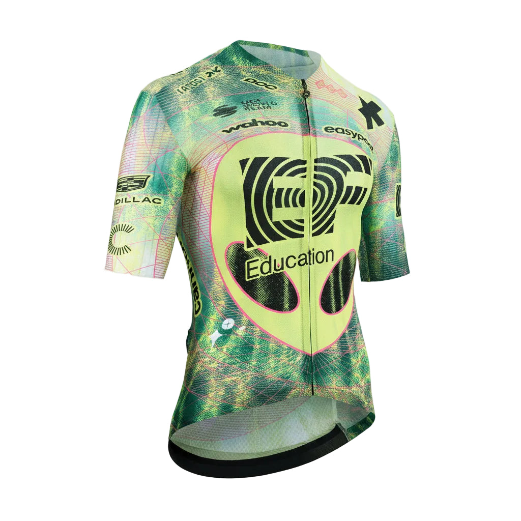 Wielershirt ASSOS EQUIPE RS S11 EDUCATION FIRST CLOSE ENCOUNTER Korte Mouwen Groen/Geel