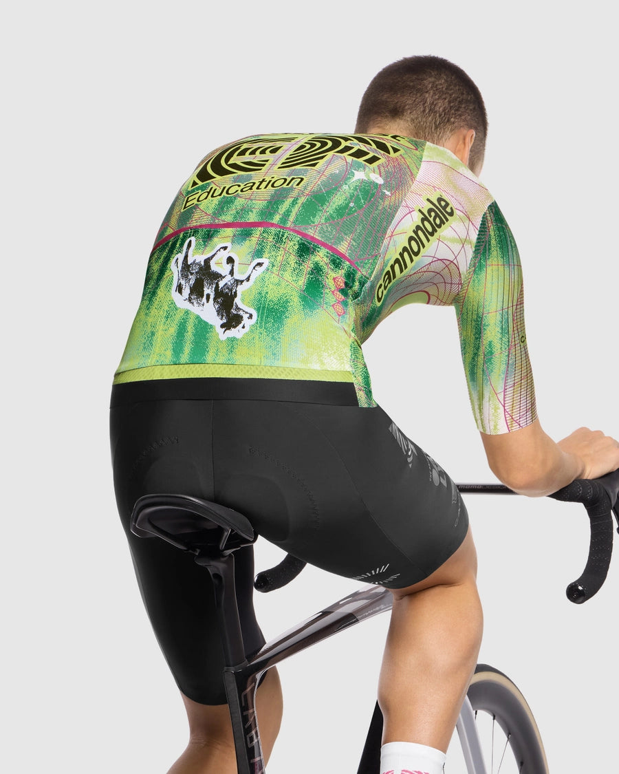 Wielershirt ASSOS EQUIPE RS S11 EDUCATION FIRST CLOSE ENCOUNTER Korte Mouwen Groen/Geel