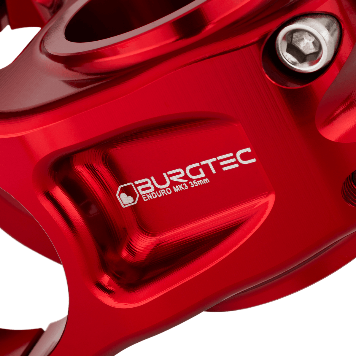 Potence BURGTEC ENDURO MK3 Rouge — détail du corps usiné