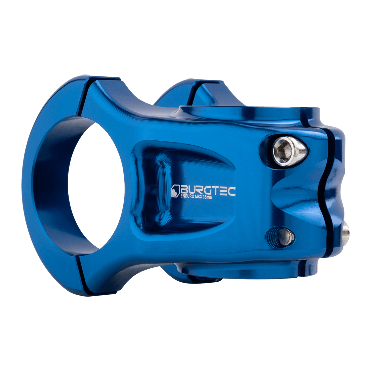 Potence BURGTEC ENDURO MK3 Bleu — vue arrière en trois quarts