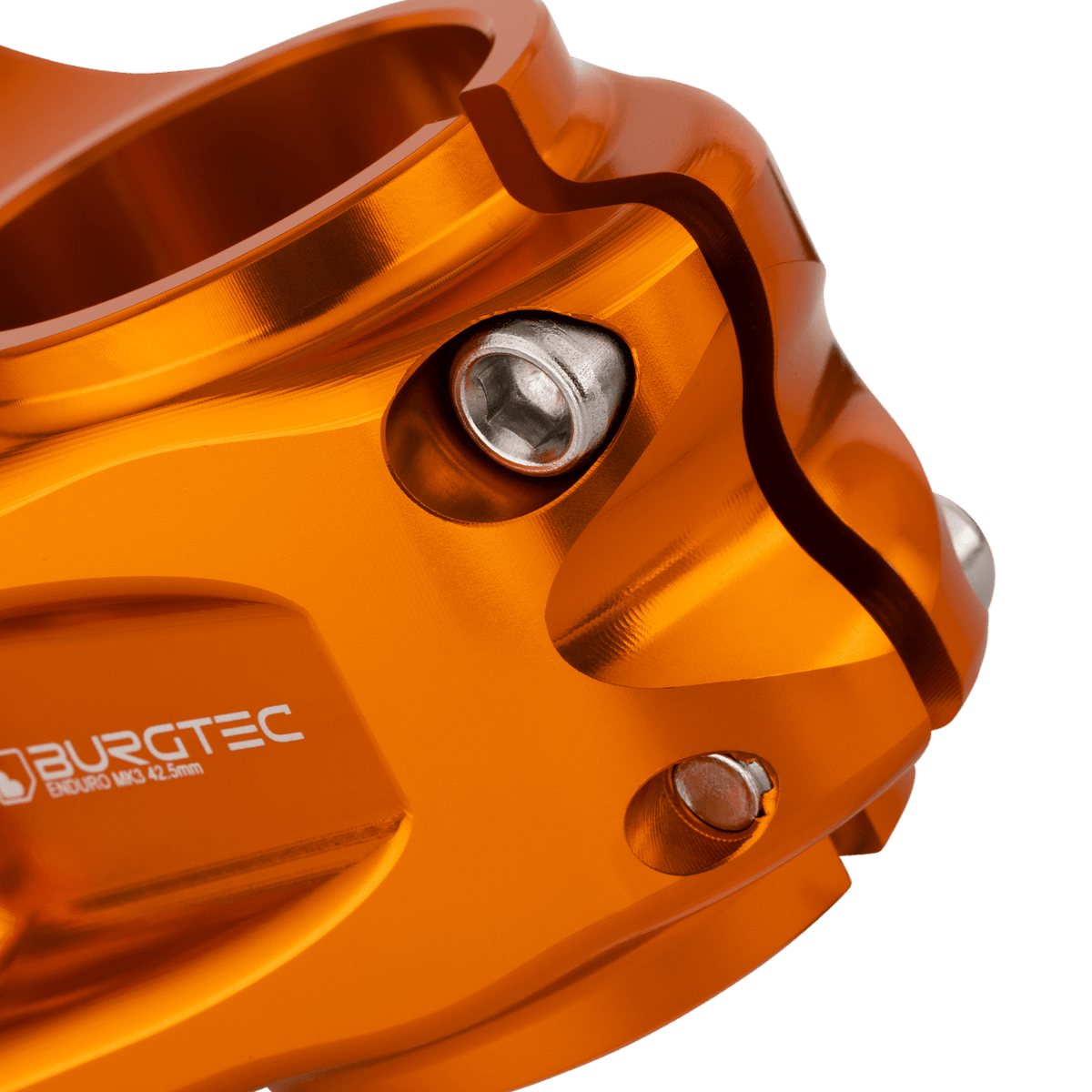 Potence BURGTEC ENDURO MK3 Orange — détail du serrage du pivot