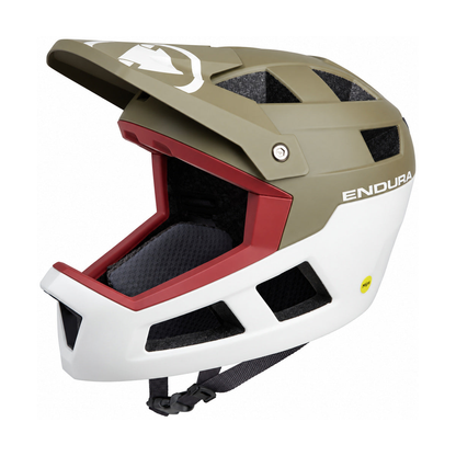 ENDURA SINGLETRACK INTEGRAL MIPS MTB-helm groen/wit — witte achtergrond