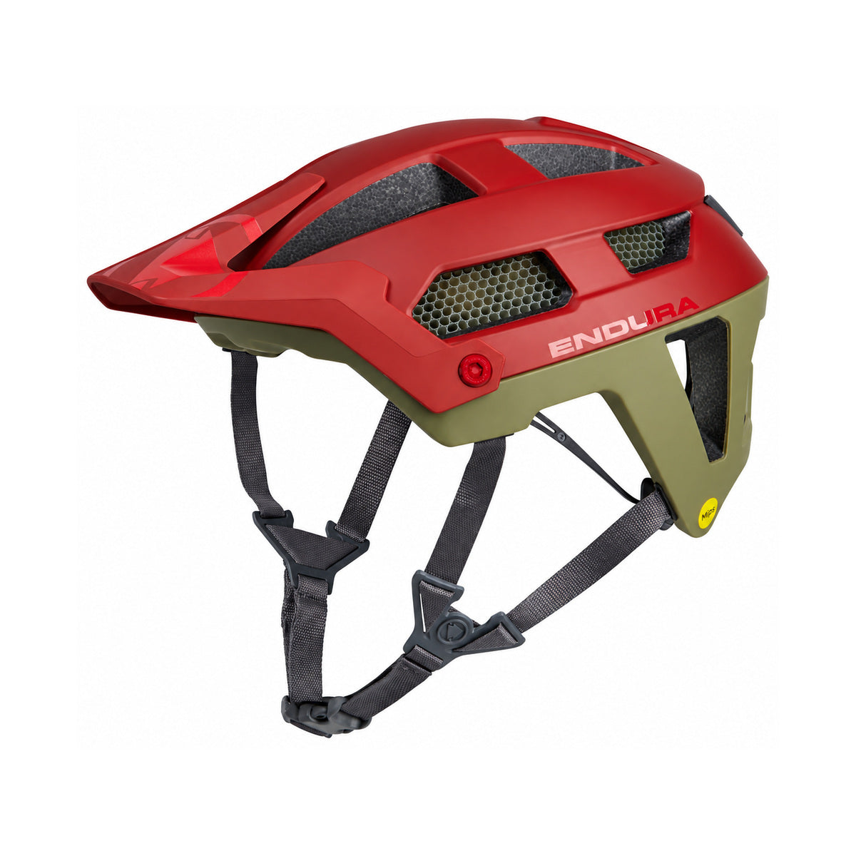 Endura Singletrack MIPS-mountainbikehelm rood/groen — productaanzicht