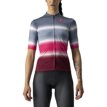 CASTELLI DOLCE fietsshirt met korte mouwen voor dames, blauw/bordeauxrood