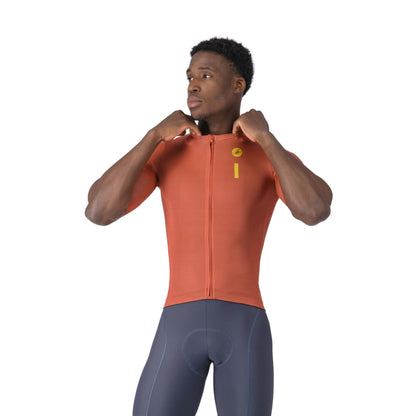 CASTELLI DRITTONE LOGO fietsshirt met korte mouwen, paprikakleur