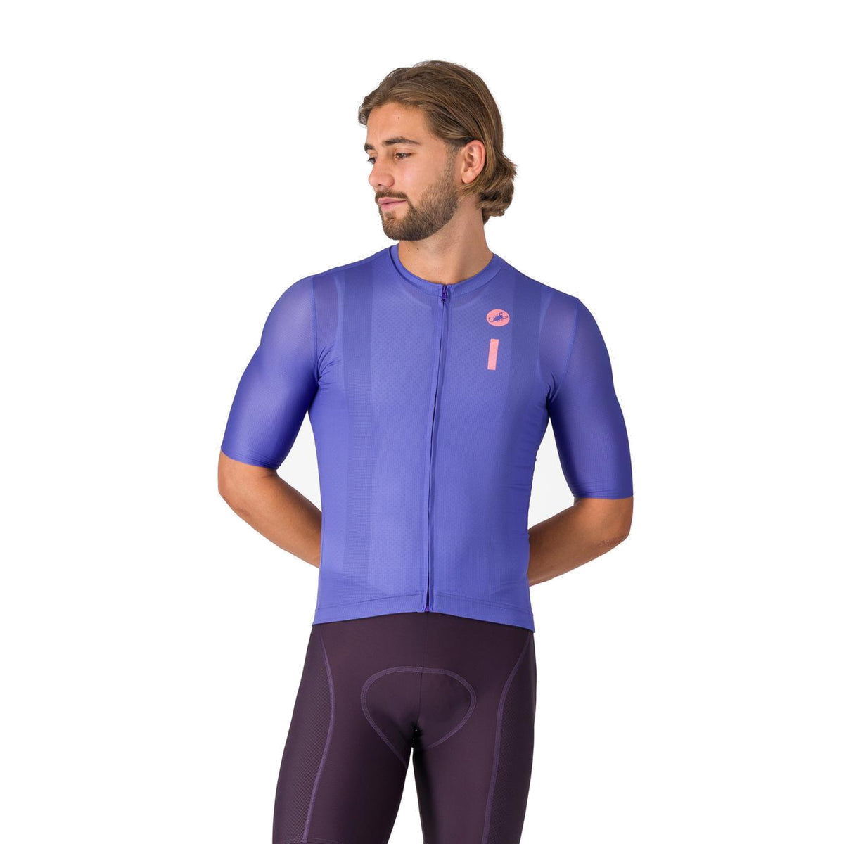 CASTELLI DRITTONE LOGO fietsshirt met korte mouwen, paars
